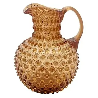 Mundgeblasener Kristallglas Krug 2 Liter | Handgefertigter Glas Karaffe für Heiß- & Kaltgetränke geeignet | Glaskaraffe | Wasserkaraffe | Getränkekanne | Blumenvase | Vase (Topaz)