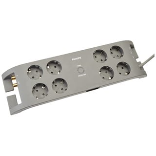 Philips SPN5085B/10 Steckdosenleiste mit Schalter - Überspannungsschutz - 8-Fach Steckdosen - 1800 J - Stecker Typ F - Grau