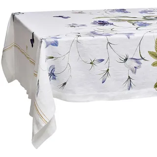 Tischdecke , Blau , Textil , Blume , rechteckig , 145x220 cm , Heimtextilien, Wohntextilien, Tischwäsche, Tischdecken