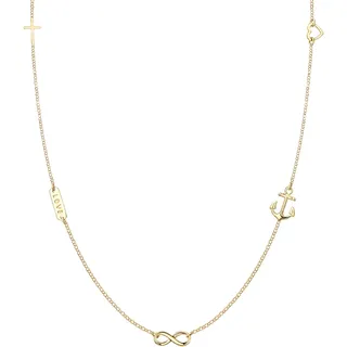 Elli Halskette Silber 925 Vergoldet 24K Kreuz Herz Infinity Anker Anhänger Kette Damen Schmuck Geschenke für Frauen Mädchen Mama Freundin, Silberkette Länge 40 cm