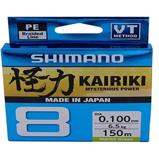 Shimano Kairiki 8, 150 Meter, grüne Mantis, 0,130 mm/8,2 kg, geflochtene Angelschnur, 59Wpla58R02, grün