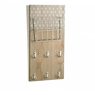 DONREGALOWEB Schlüsselbrett mit Korb aus MDF und Metall in Weiß