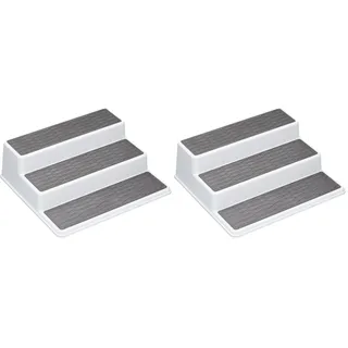 Copco Basics 3-stufiges Gewürzregal für den Innenschrank, rutschfestes Küchenregal, 26 x 23 x 8,5cm, weiß/grau (Packung mit 2)