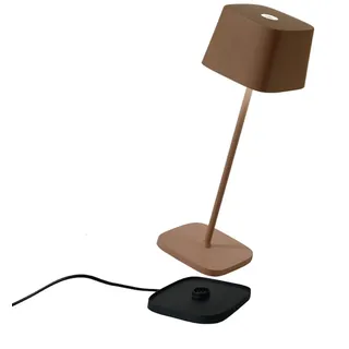 Zafferano, Ofelia Lampe, Kabellose, Wiederaufladbare Tischlampe mit Touch Control, Auch für den Außenbereich Geeignet, Dimmer, 2700-3000 K, Höhe 29 cm, Farbe Corten