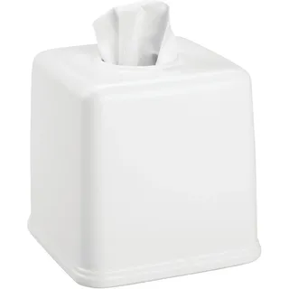 mDesign Kosmetiktücherbox – quadratische Taschentuchbox für Kommode, Schreibtisch oder Bad – moderner Taschentuchspender als Verkleidung von einfachen Tissue Boxen – weiß