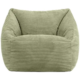 Icon Natalia Cord Sitzsack Kinder Sessel mit Füllung, Grün | In Deutschland Hergestellt, Sitzsack Sessel, Weicher Cordstoff, Kinder Sessel für Kinderzimmer und Schlafzimmer