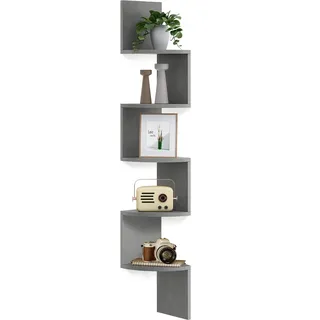 VASAGLE Eckregal, Wandregal 5 Ebenen, Schweberegal für Bücher, Bücherregal, Pflanzenregal für Schlafzimmer, Wohnzimmer, Badezimmer, Homeoffice, Taubengrau