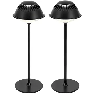 LuminexDesigns LED Tischlampe Kabellos Modern 2er Set Schwarz VIOA TL14 | Robuste Metall-Tischleuchte | Große Touch-Bedienfläche | 5200mAh Akku | IP54 | Für Homeoffice, Wohnzimmer, Balkon, Büro