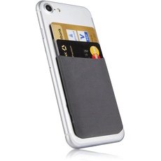 MyGadget Handy Kartenhalter zum aufkleben - RFID Blocking Haftendes Kartenfach, Kartenhülle, Karten Halterung - Geldbörse Smartphone Etui in Grau
