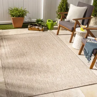 livabliss Surya Outdoor Teppich wetterfest, Colos - In und Outdoor Teppich für Balkon 200x275 cm, Terrasse, Garten, Küche - Outdoor Teppich Boho Style, Teppich für draußen - Teppich Beige und Creme