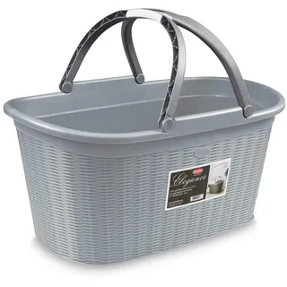 stefanplast Rattankorb Elegance mit Griff 58 x 37 x 29 cm grau