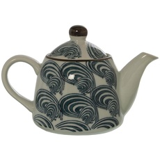 DRW Teekanne aus Keramik, 350 ml, mit Edelstahlfilter, Schwarz und Weiß, 17,5 x 10,5 x 12 cm