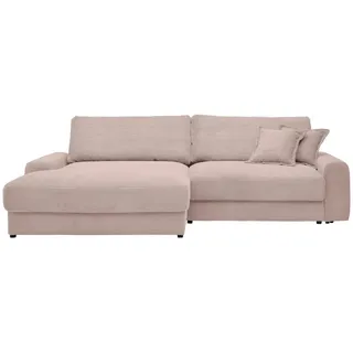 Carryhome Ecksofa , Rosa , Textil , Füllung: Schaumstoff,Hohlfaser , Ottomane links, L-Form , 300x180 cm , Rücken echt , Wohnzimmer, Sofas & Couches, Wohnlandschaften, Ecksofas