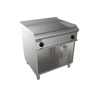 SARO Elektro Griddleplatte mit offenem Unterbau, E7/KTE2BAL, Professionelle Edelstahl-Bratplatte mit zwei Kochzonen, Maße (L x B x H): 700 x 800 x 850 mm