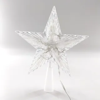 Spetebo Weihnachtsbaumspitze 10 LED Stromstecker 18 x 22 cm beleuchtete - Transparent