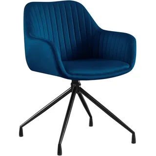 CLP Esszimmerstuhl Samt Dunkelblau , Metall , 58x81x58 cm , Esszimmer, Stühle