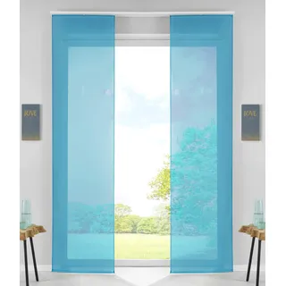 Gardinenbox Schiebegardine Klettband 245 x 60 cm Türkis 2 St.