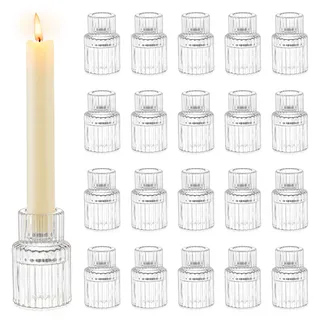 Romadedi Kerzenhalter aus Glas für Kerzenständer, transparent, klein, konisch, Hochzeitsdekoration, Tischdekoration, Großpackung für Kerzenständer, Weihnachten, Party, Wohnzimmer, Abendessen, Advent