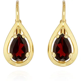 NKlaus Paar Brisur Ohrhänger echt Granat 333 Gelb Gold 8 Karat 14x6mm Damen Ohrringe 11919