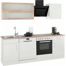Bild von MÖBEL Küchenzeile »Utah«, mit E-Geräten, Breite 220 cm mit farblich abgesetztem Hängeschrank, weiß