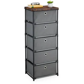 Relaxdays Schubladenkommode 105 x 43 x 33 cm Grau/Braun