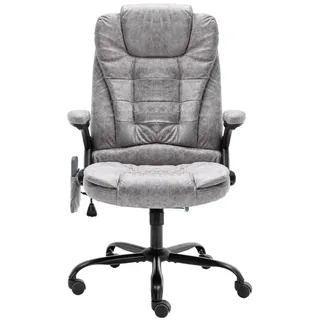 vidaXL Bürostuhl mit Massagefunktion Hellgrau Wildleder-Optik - Grau
