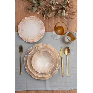Elegant 24-Piece Dinner Set, 100% Porcelain | Includes Service Plates, Bowls, Dessert Plates | Dishwasher & Microwave Safe | Perfect for Any Occasion