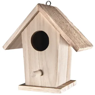 RAYHER HOBBY Rayher Vogelhaus Mini, Holz, FSC zertifiziert, 12 x 7,5 x13 cm, Mini-Vogelhaus zum Dekorieren, mit Öse zum Aufhängen, Deko Vogelhaus, Holzdekoration zum Bemalen und Verzieren, 62290000