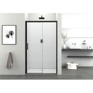 SANOTECHNIK Elite Black Duschtür Schiebetür 118 - 120 cm x 195 cm Schwarz Sicherheitsglas