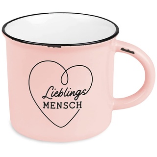 Grafik-Werkstatt vintage| Keramik Becher zum verschenken | 400 ml | Lieblingsmensch, 61755, Rosa