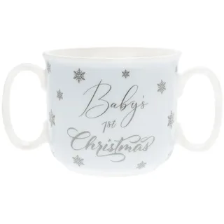 Baby's 1st Weihnachten Doppel Griff Becher Geschenk - Blau