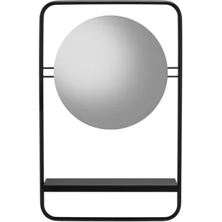 Croydex Furzton Runder Badezimmerspiegel mit Ablage, 4 mm Spiegelglas, mattschwarzer Stahlrahmen, Wandmontage, moderner Stil