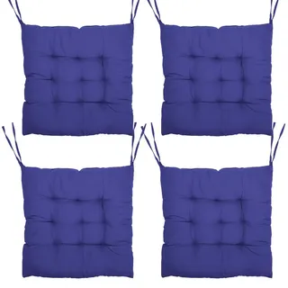 Tutamaz 4er Set Sitzkissen 40x40 cm Stuhlkissen mit Bindebändern-Blau | rutschfester Halt mit Bindebändern, ideal für Gartenstühle und Balkon, Terrasse & Esszimmer