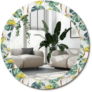 Wallfluent Spiegel Rund Ø 70 cm mit Aufdruck , Glas , 70x70x0.4 cm , Spiegel, Wandspiegel