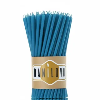 Danilovo Reine Bienenwachskerzen – tropffrei, rauchfrei, hohe, dünne Spitzkerzen – dekorative Kerzen für Kirchgebet, Deko oder Geburtstagskerzen – Honigduft Kerzen – 16,5 x 0,57 cm (Türkis, 50 Stück)