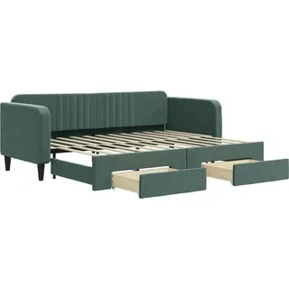 vidaXL Tagesbett Ausziehbar mit Schubladen Dunkelgrün 80x200 cm Samt - Grün
