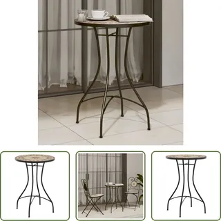 The Living Store Mosaik-Bistrotisch Terrakottarot und Weiß Ø50x70 cm Keramik - Orange