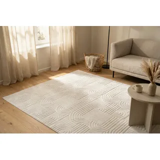 Kayoom Calma 125 Kurzflorteppich 80 x 150 cm Weiß