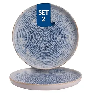 James Cooke Teller Azure Vintage 22 cm Blau Weiß Steingut 2 Stück
