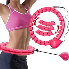 Smart Weighted Hula Ring Hoops, Fitness-Übungsreifen mit Gewichtsball, Gewichtsverlust-Massage-Indoor-Trainer für Erwachsene und Kinder, automatisch drehender Reifen mit 24 abnehmbaren Knoten