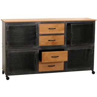 Mendler Sideboard 90 x 150 x 40 cm schwarz / beige