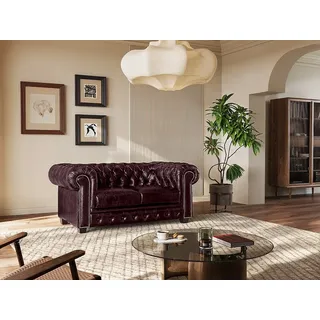 vente-unique Chesterfield Ledersofa 2-Sitzer - Büffelleder - Rotbraun - BRENTON