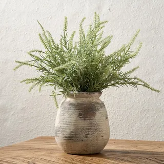 SIDUCAL Rustikale Keramikvase, weiß gekalkte Terrakotta-Vase, Used-Look, dekorative Blumenvase für Heimdekoration, Tisch, Wohnzimmerdekoration, Regaldekoration, Kaminsims, 18 cm, Terra