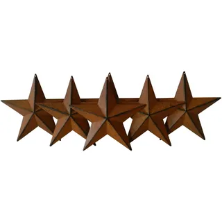 CVHOMEDECO. Country Rustic Antique Vintage Gifts Rusty/Black Metal Barn Star Wand/Tür Dekor, 14 cm, 6er Set.