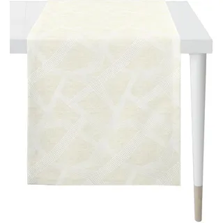 Tischläufer APELT "Domino", beige (natur), B:140cm L:44cm, Polyester, Viskose, Tischdecken, Tischläufer