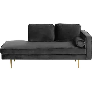 BELIANI Chaiselongue Rechtsseitig Schwarz Samt mit Goldenen Metallbeinen Lehne Kissen Nackenrolle Modern Récamiere Liegesofa für Wohnzimmer - Schwarz, Gold