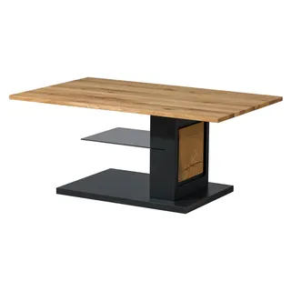 MASSIVMOEBEL24.DE Couchtisch Wildeiche 110x70x46 natur lackiert / geölt KITZBÜHEL #130 - Schwarz