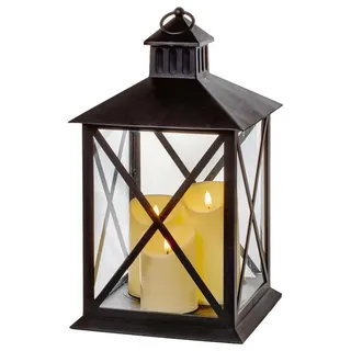 Weihnachten Laterne 40CM Triple Flickabright Schwarz Mit Timer LED Dekoration