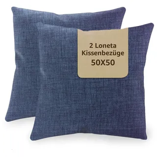 SONIT - Kissenbezug 50x50 cm - Sofa Kissen, Deko Kissenbezüge für Wohnzimmer und Schlafzimmer - 2er-Set - Made in Italy - Blau