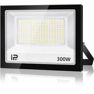 LED Strahler Außen 300W, IP67 Wasserdicht Superhell Fluter, 30000LM Außenscheinwerfer, 7000K Kaltweiß Flutlicht für Auffahrt, Hinterhof, Garten, Werkstatt